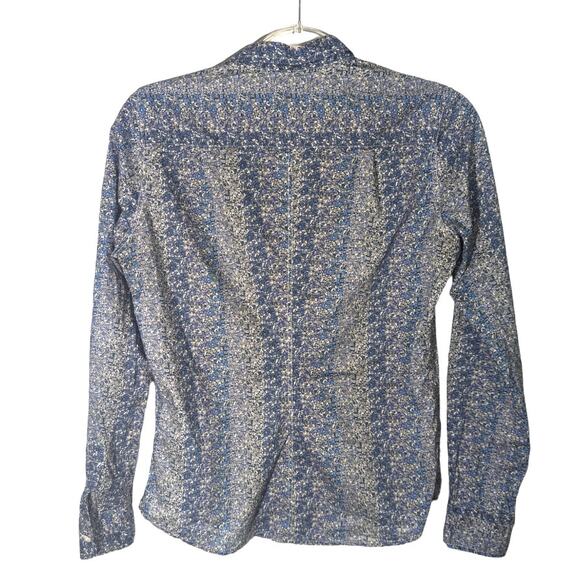 Frank & Eileen Barry Crinkle Long Sleeve Button Front Multi Blue Floral Women S - Picture 2 of 10